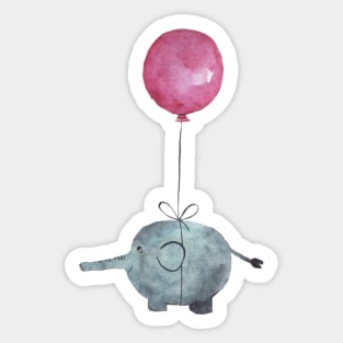 Pink air balloon and elephant Sticker